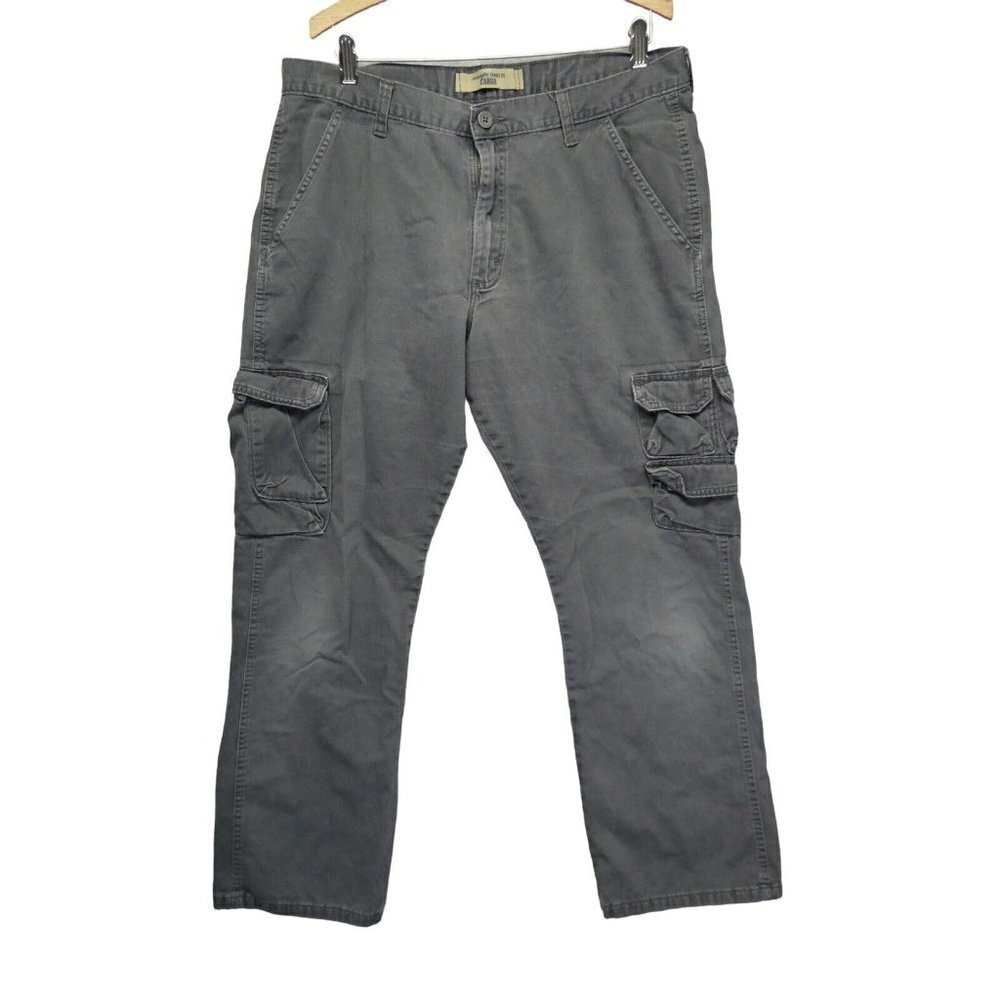 Men's 36x29 Wrangler Jeans Cargo Gray Canvas Utility Pants Grey 70BRWAH Workwear